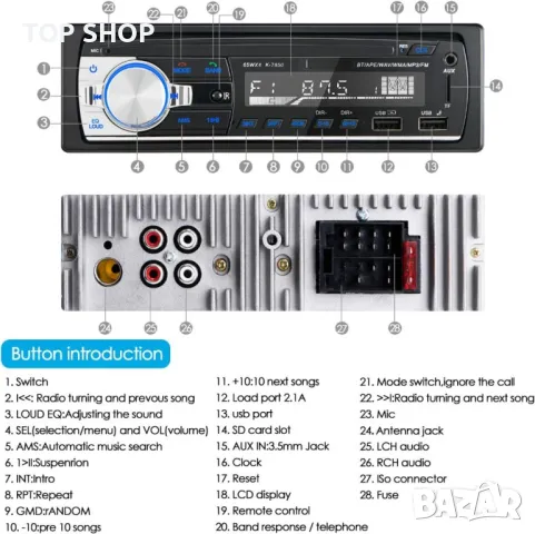 Bluetooth Hands-free MP3 радио за кола CENXINY N1901, снимка 5 - Аксесоари и консумативи - 48778237