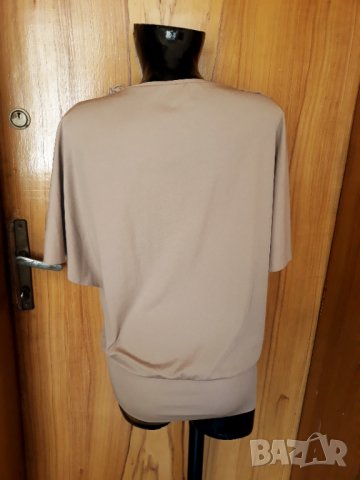 Бежова блуза с оголени рамене и къси ръкави тип пеперуда М, снимка 3 - Туники - 32844164