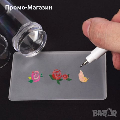 Силиконов печат чашка + пластмасова подложка.Прозрачен печат за маникюр! , снимка 6 - Продукти за маникюр - 34703833