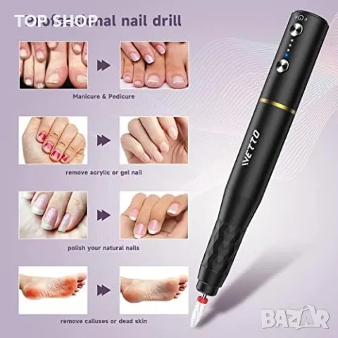 Нова Професионална електрическа пила за акрил гел нокти Маникюр Педикюр, снимка 5 - Тримери - 49249324