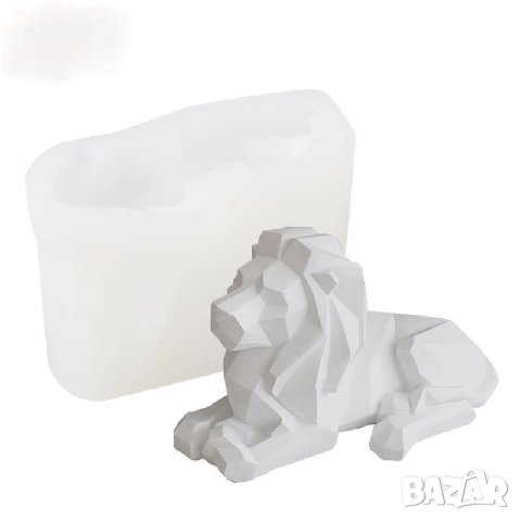 3D Геометричен лъв силиконов молд форма калъп фондан шоколад гипс свещ, снимка 3 - Форми - 38029369