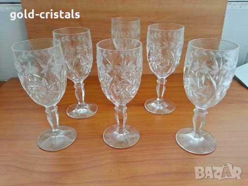  кристални чаши за вино , снимка 3 - Антикварни и старинни предмети - 28429063