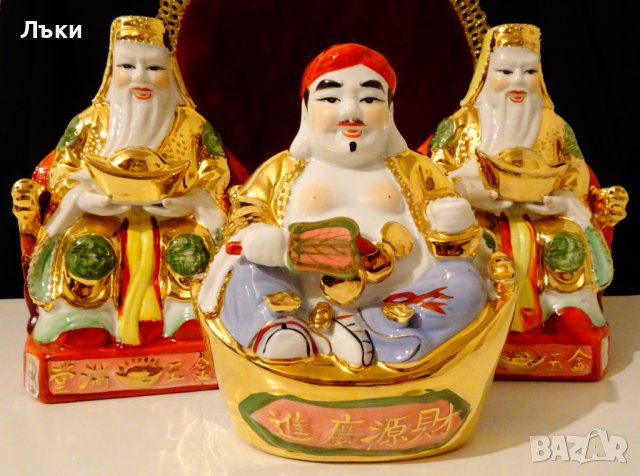 Китайска порцеланова фигура Лу-син,злато,фън шуй. , снимка 15 - Статуетки - 38492183