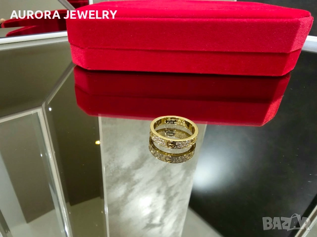 CARTIER Love Band Gold Paved Diamonds Пръстен, снимка 2 - Пръстени - 53054233