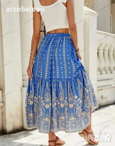 Дамска бохемска празнична пола с висока талия, 3цвята , снимка 15 - Поли - 49623203