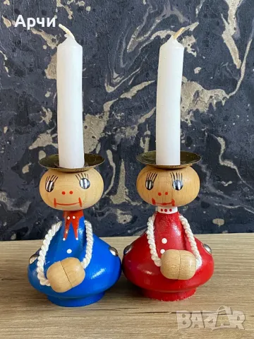 Дървени човечета с магнитни ръчички/Свещници, снимка 2 - Други - 49702504
