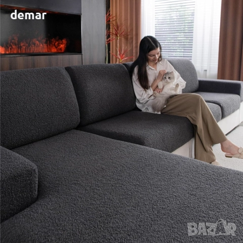 Калъф за диван OHSIO за секционен диван, еластичен калъф за възглавница, тъмносив