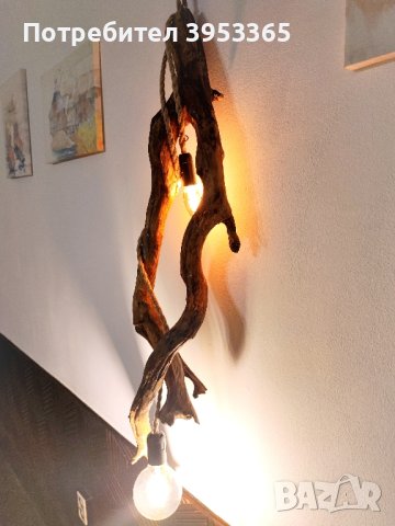 Висящ дървен полилей , снимка 4 - Лампи за таван - 43844802