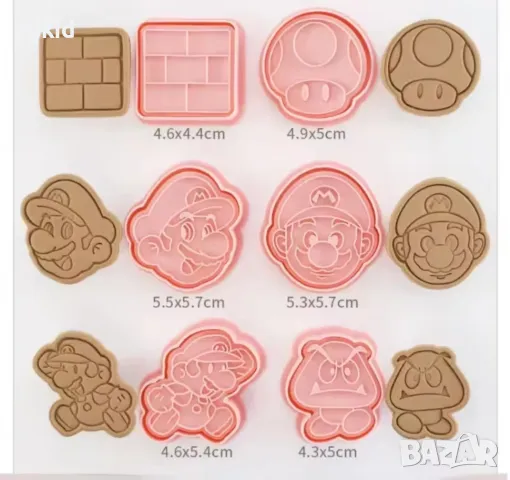 6 бр Супер Марио Super Mario пластмасови разглобяеми резци форми фондан тесто бисквитки резец, снимка 3 - Форми - 31660219