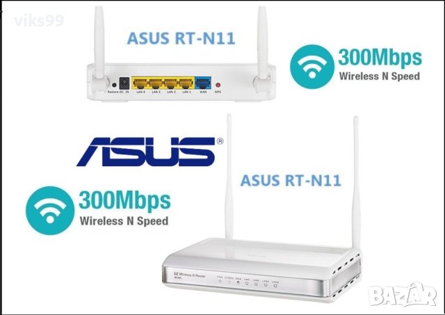 ASUS RT-N11 EZ Wireless N Router - 300 Mbit/s, снимка 1 - Рутери - 42436148