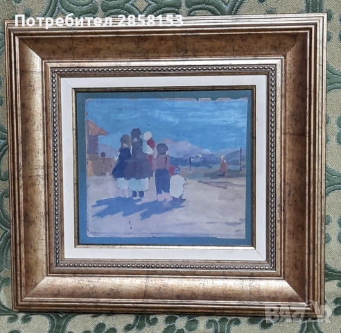 Стара картина гваш на худ. Атанас Михов 1879-1975 г., снимка 2 - Антикварни и старинни предмети - 52740713