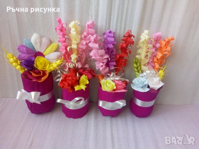 Налични вазички с цветя , снимка 2 - Декорация за дома - 27895974