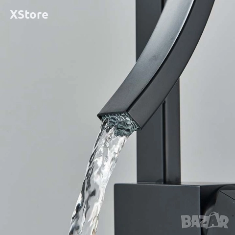 Смесител за мивка модел водопад, матов, черен, снимка 10 - Смесители - 52588666