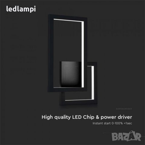 LED Аплик 20W Черен IP20, снимка 2 - Лед осветление - 40192520