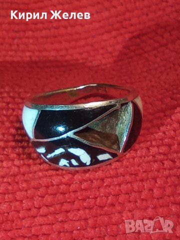 СТАРИНЕН СРЕБЪРЕН ЕМАЙЛИРАН ПРЪСТЕН АНГЛИЯ РЪЧНА ИЗРАБОТКА 25214, снимка 16 - Антикварни и старинни предмети - 34628482