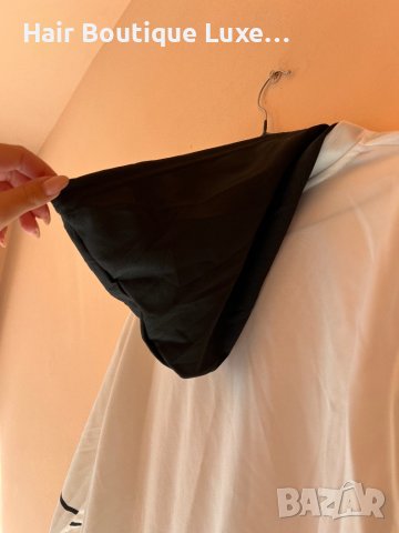 Уникална бяла блуза с черна качулка 🤍🖤, снимка 6 - Тениски - 43872223