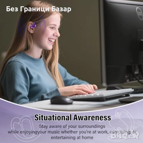 Нови Безжични open-ear слушалки 36H, ENC микрофони, водоустойчиви за спорт музика, снимка 4 - Bluetooth слушалки - 52470737