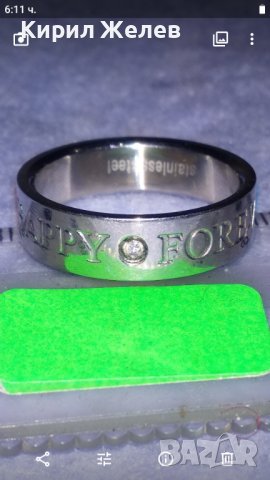 HAPPY FOREVER МОДЕН АРТ ПРЪСТЕН Тип ХАЛКА МАРКИРАНА БЛАГОРОДНА СТОМАНА с ФАСЕТИРАН ЦИРКОН 36972, снимка 6 - Пръстени - 39728780