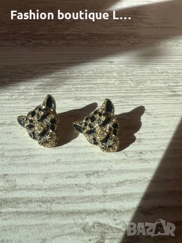 Обеци във формата на тигър с камъчета в златен и черни цвят ❤️, снимка 5 - Обеци - 52248009