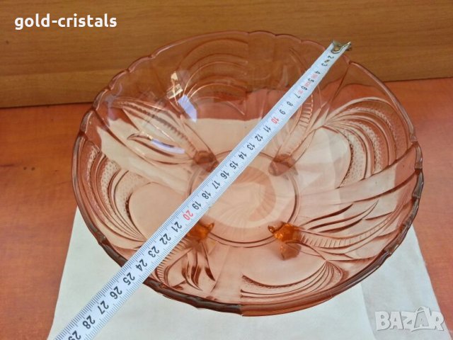 ретро стъклена купа фруктиера чиния, снимка 4 - Антикварни и старинни предмети - 26627173