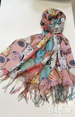 Шал на Котките, кашмир шал за подарък, комплекти за Коледа , снимка 8 - Шалове - 36247209