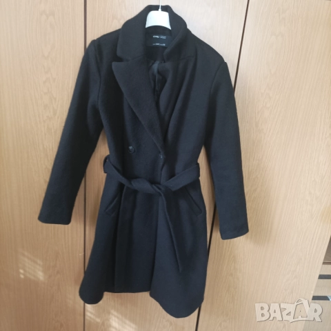 Черно дълго палто , снимка 5 - Палта, манта - 52103570