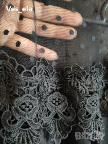 Официална дълга черна туника с дантела, снимка 3 - Туники - 53218093