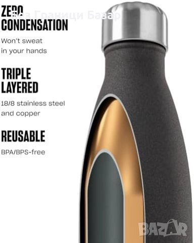 Нова S’well бутилка 500 мл неръждаема стомана, запазва студено и топло, снимка 3 - Други стоки за дома - 51938642