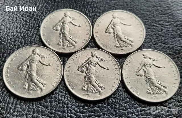 Лот монети 1 франк различни години-Франция /6/ -прекрасни !, снимка 3 - Нумизматика и бонистика - 49657129