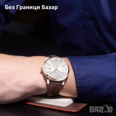 Нов Модерен Луксозен Мъжки Аналогов  Часовник 43mm Водоустойчив Кожен, снимка 3 - Мъжки - 43514482