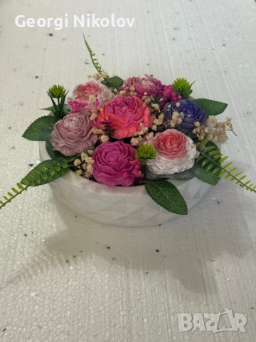 Кашпи със сапунени цветя, снимка 9 - Изкуствени цветя - 52663604