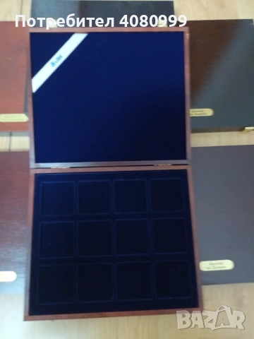 6 дървени кутии за 72 едри монети или монети с квадратни предпазни кутийки, снимка 2 - Нумизматика и бонистика - 53529343