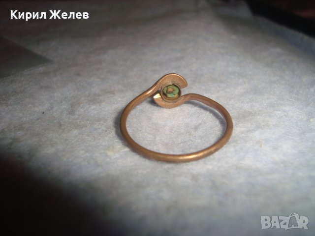 19 Век МЕДЕН ПРЪСТЕН с ПОЗЛАТА и НАТУРАЛЕН ТЮРКОАЗ РЯДКА РЪЧНА МАЙСТОРСКА ИЗРАБОТКА , снимка 6 - Антикварни и старинни предмети - 37685806