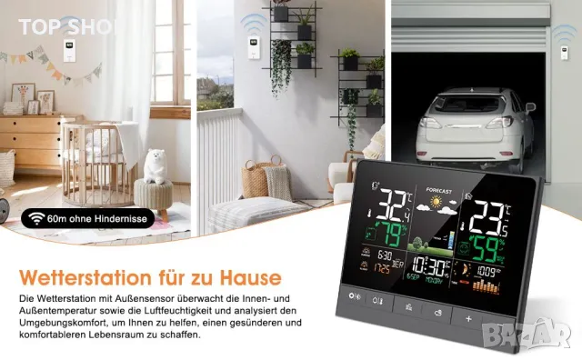 Безжична метеорологична станция Uzoli EM3403 с външен сензор, снимка 10 - Пана - 49106137