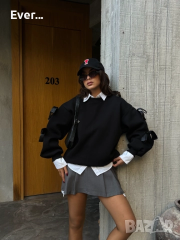 Суитшърт с панделки овърсайз