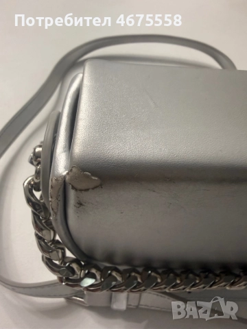 Кожена сребриста чанта Zarena, снимка 8 - Чанти - 52752214