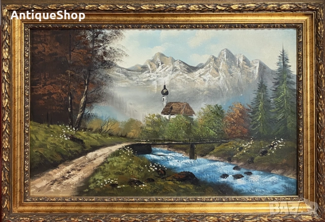 Картина. Планински пейзаж. Масло върху канава.