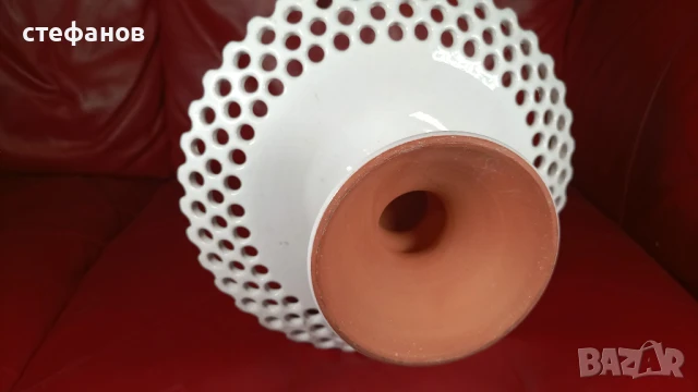 Красива керамична фруктиера, рязан, гледжосана, снимка 4 - Прибори за хранене, готвене и сервиране - 51258121