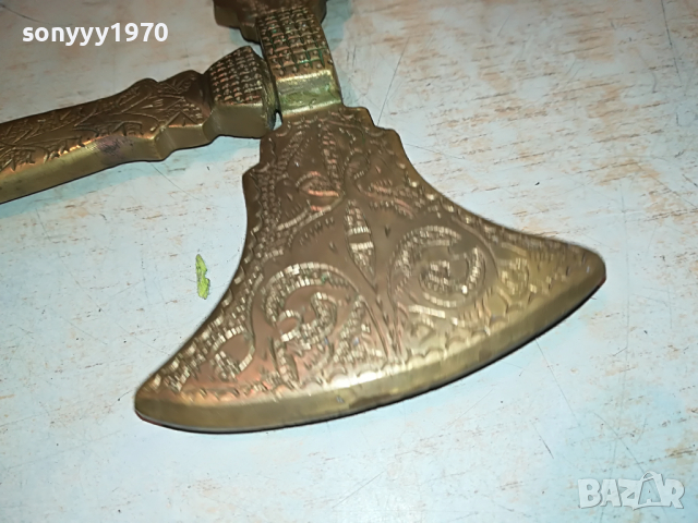 ТОМАХАВКА-МЕД/МЕСИНГ ВНОС АНГЛИЯ 2404221631, снимка 11 - Антикварни и старинни предмети - 36551058