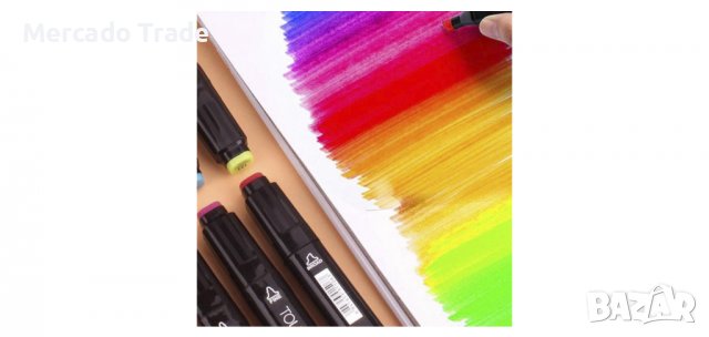 Комплект маркери за рисуване в калъф, двустранни, 80бр., снимка 9 - Ученически пособия, канцеларски материали - 37531027