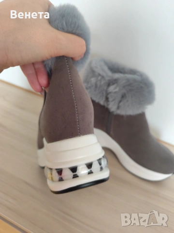 Дамски сиви боти ,Нови, снимка 2 - Дамски боти - 53479044