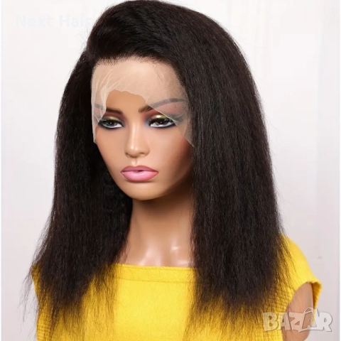 45 см Kinky права обемна перука с дантела 13*4, снимка 4 - Аксесоари за коса - 51926333