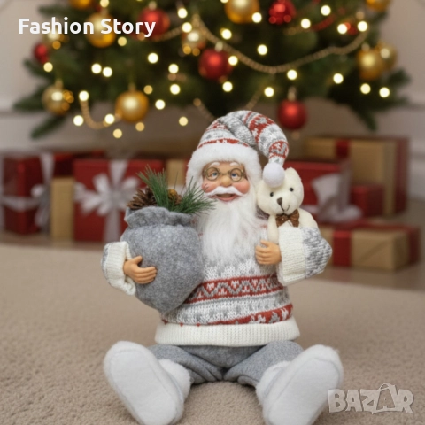 Голям Дядо Коледа с торба и мече - Атмосфера, уют и празничен стил, снимка 3 - Декорация за дома - 52577794