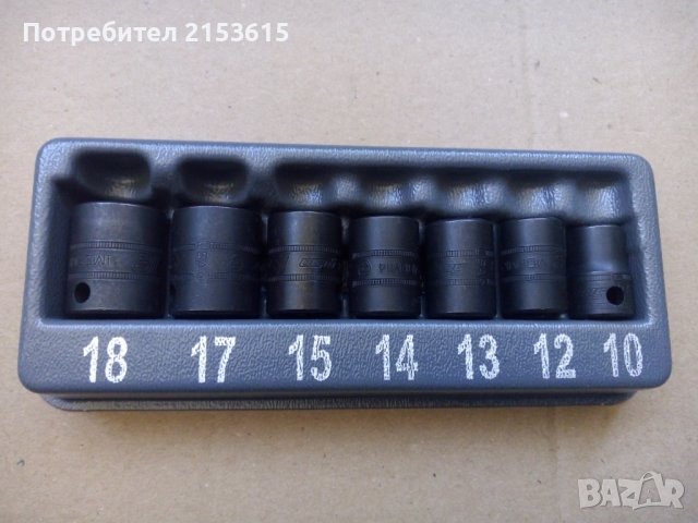 snap on 7 броя качествени черни 3/8 къси 12 стени ударни камъни вложки IMDFM, снимка 2 - Генератори - 43562256