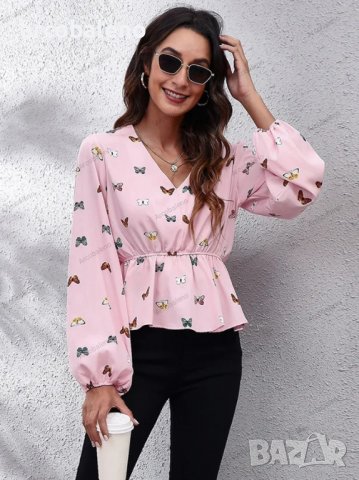 Дамска шифонена риза с карирана флорална щампа с V-образно деколте, 4цвята - 023, снимка 8 - Ризи - 39712876