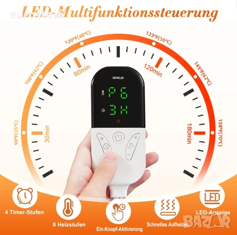 Focbeo XXXL електрическа нагревателна подложка 80 x 60 см, снимка 6 - Други - 51955623