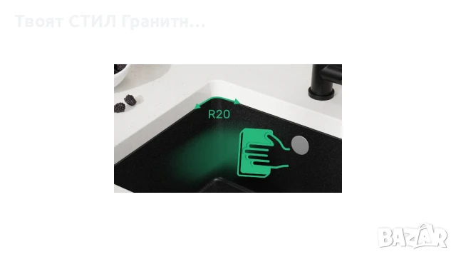 Бяла кухненска мивка за вграждане под плот Венеция 60 560x440 мм, снимка 3 - Мивки - 50846729