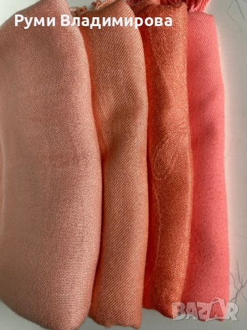 Коралово розов шал от 100 % кашмир, снимка 11 - Шалове - 42932328