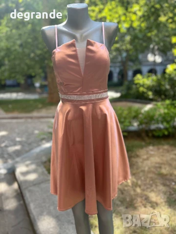 Луксозни сатенени рокли с коланче и цип на гърба, снимка 8 - Рокли - 51099438