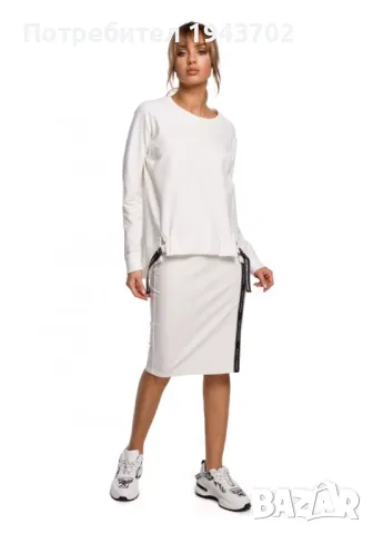 Дамска блуза с асиметрична кройка в цвят екрю M492 MOE